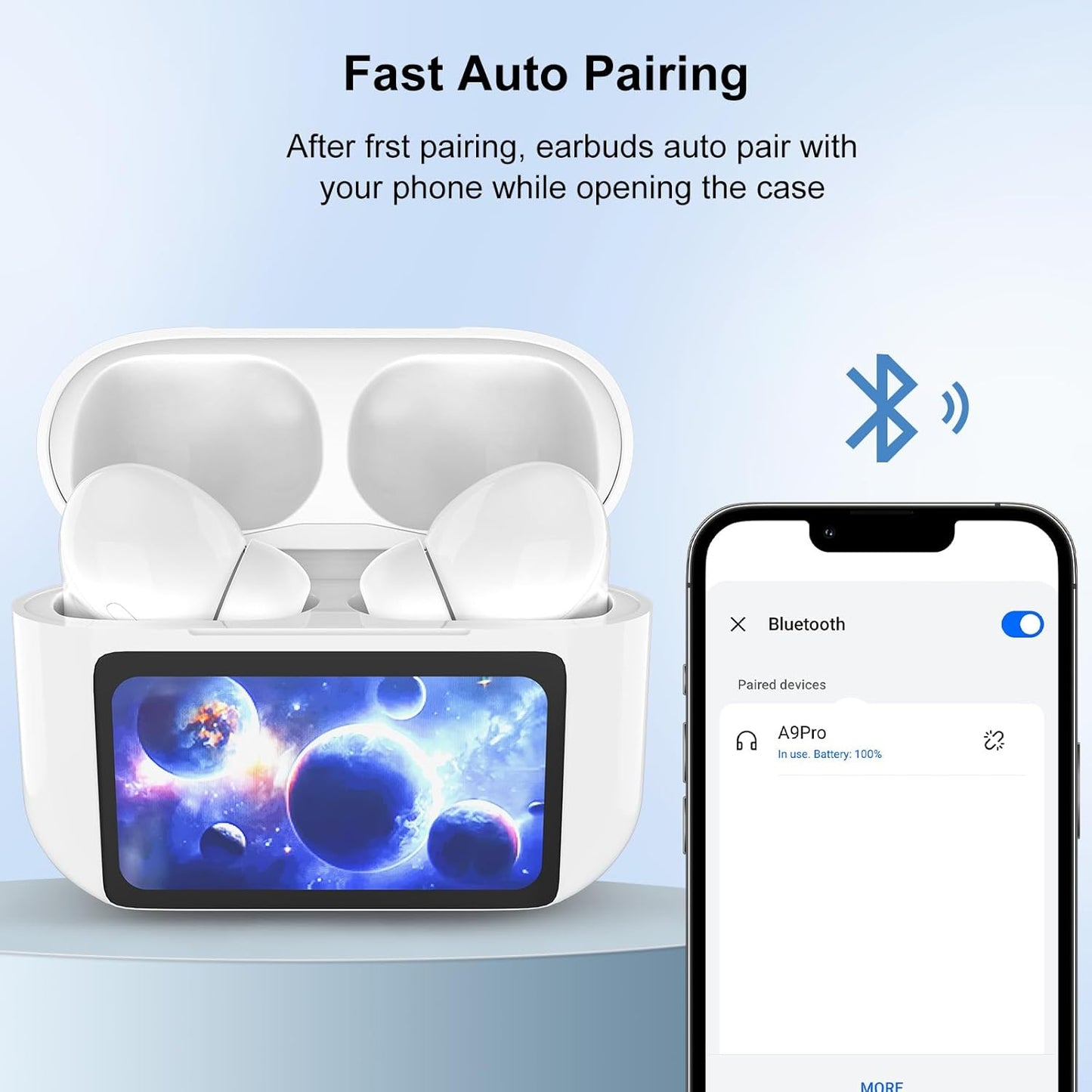 Bluetooth 5.4 Wireless Earbuds – ANC ENC Noise Cancelling In-Ear Headphones with Touch Screen & Microphone for Android/iOS